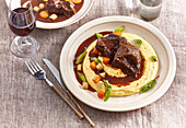 Braised beef cheeks with creamy polenta