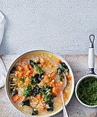 Vegetable soup with kale and carrots