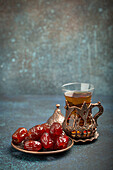 Dates and tea for iftar during Ramadan