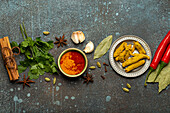 Spices and herbs from Indian cuisine