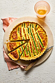 Asparagus and caper quiche with brown butter crust