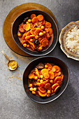 Persian carrot and chickpea vegetables with rice