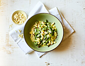 Pasta and endive salad with cheese