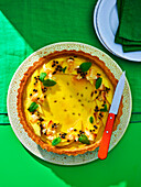 Mango and passion fruit tart with mint