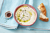 Bean and artichoke dip with fresh bread