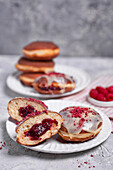 Doughnuts with raspberry jam