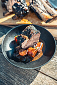 Braised beef cross ribs with oven vegetables