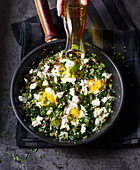 Shakshuka with sorrel and olive oil