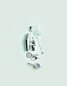 Bar accessories set: shaker, jigger, press, strainer