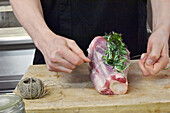 Wrapped veal shank with rosemary