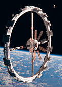 Artwork of an orbital hotel