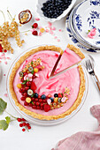 Strawberry mousse tart with fruit