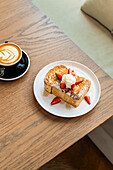 French toast with strawberries and cream