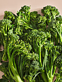 Fresh broccolini stalks, raw and untreated