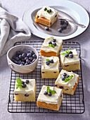 Blueberry and courgette cake with mascarpone cream