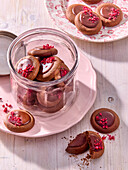 Chocolate cherry cookies with raspberry slivers