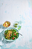 Couscous salad with grilled halloumi and vegetables