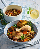 Crispy chicken with buckwheat and mushrooms