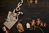 Gingerbread man with name tag and gift tag