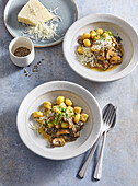 Gnocchi with sautéed mushrooms and parmesan