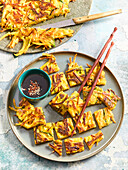 Korean vegetable pancakes with soya dip