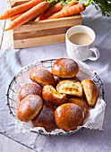 Sweet yeast rolls with carrot filling