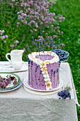 Lavendel-Blaubeer-Kuchen mit Käsekuchenfüllung