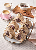 Walnut meringue roll with coffee cream