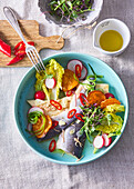 Ceviche with white fish, radish and chili