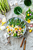 Asparagus with boiled eggs