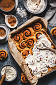 Cinnamon buns with cream cheese frosting