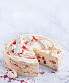 Raspberry swirl cheesecake with meringue