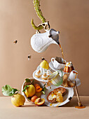 Still life with pastries and breakfast ingredients