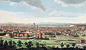 North view of London, England, 18th century illustration