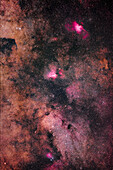 Messier 24 star cloud to Messier 16 nebula