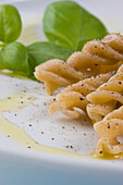 Whole Wheat Fusilli with Basil and Ground Pepper