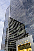 Reflections in the glass of the Torre Alem Plaza office skyscraper in the Retiro district of Buenos Aires, Argentina.