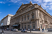 The rear elevation of the Teatro Colon opera house on Cerrito Street in Buenos Aires, Argentina.