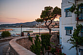 Old town of Peñiscola at sunset, Castellon, Valencian Community, Spain