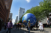 Environmental activists gather during march protest at the Zuidas financial district on May 31, 2024 in Amsterdam,Netherlands. Thousands of the environmental activists and supporters make a demonstration against the lobby of the large companies, their influence on politics, climate and ecological crisis and this consequences and demand a citizen's assembly for a just climate policy.