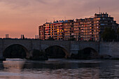 Ebro river at sunset, Zaragoza, Spain