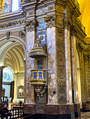 Pulpit in the Metropolitan Cathedral, Buenos Aires, Argentina. Created in 1789-1790 by Spanish sculptor Juan Antonio Gaspar Hernandez in transitional Rococo-Neoclassical style.