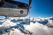 Small airplane flying from Guatemala City to Huehuetenango department