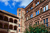 Heidelberg Castle, Friedrich Wing, Pharmacy Museum of Germany and glass hall arcade, Heidelberg, Baden Wurttemberg, Germany, Europe