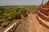 Elevated view of Bagan temples, Bagan (Pagan), UNESCO World Heritage Site, Myanmar, Asia