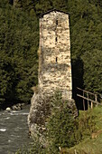 Turm der Liebe in Svaneti, traditioneller mittelalterlicher Turm in Svaneti, Georgien, Zentralasien, Asien