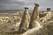 Three Beauties Fairy Chimneys, UNESCO World Heritage Site, Cappadocia, Nevsehir, Anatolia, Turkey, Asia Minor, Asia