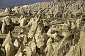 Rock formations and cave houses in Goreme, Cappadocia, Anatolia, Turkey, Asia Minor, Asia