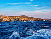 Coast of Delos Island at sunset, Cyclades, Greek Islands, Greece, Europe