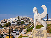 Sphinx der Naxier in Chora, Naxos-Stadt, Insel Naxos, Kykladen, Griechische Inseln, Griechenland, Europa